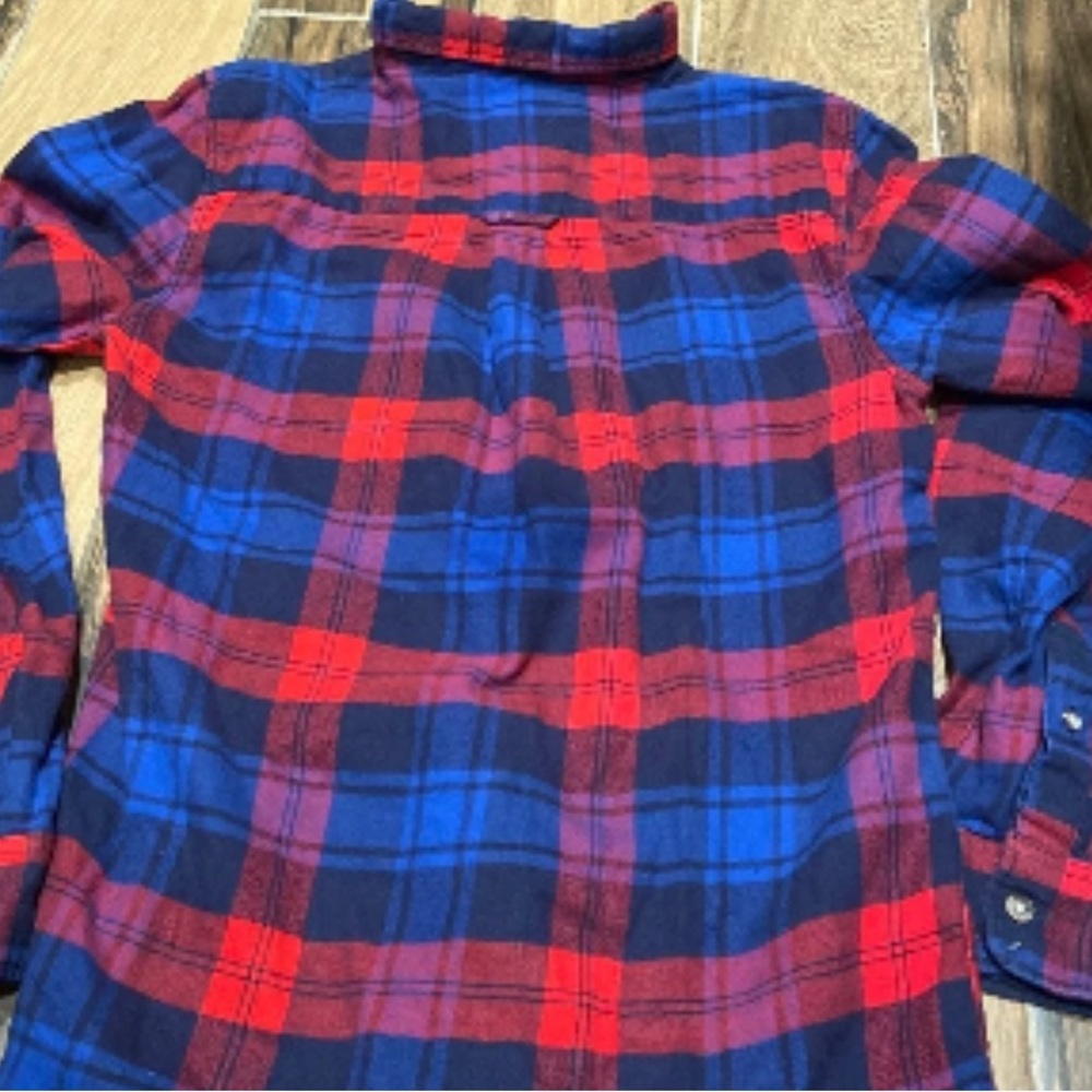 Divided Red/Blue Oversized Button Down Flannel - Picture 3 of 5
